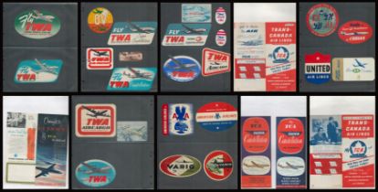 Trans Canada Airlines 5 x Publications and Vintage Luggage Stickers Collection (Unused), good