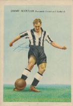 Jimmy Scoular signed 11x7 inch Newcastle United colour illustration magazine page. Good condition.