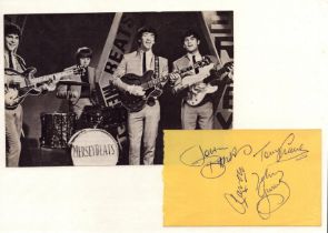 The Merseybeats multi signed 6x4 inch album page includes four fantastic signatures include Tony