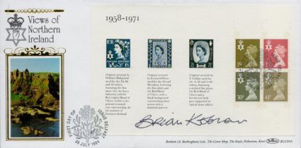 Brian Keenan signed FDC Benham. Views of Northern Ireland. 5 Stamps plus Double postmarks 26th