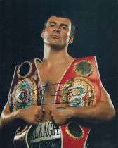 Joe Calzaghe signed 10x8 inch colour photo. Good condition. All autographs are genuine hand signed