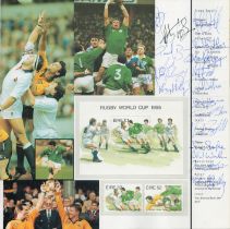 Irish stamp yearbook 1994-1995 signed inside by Irish 1995 world cup rugby team. Good condition. All