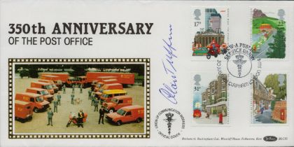 Alan Tuffin signed. FDC Benham. 350th Anniversary of The Post Office. Four Stamps plus single