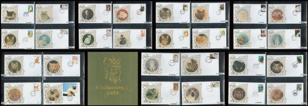 A Collection of Cats Covers - 46 Worldwide Benham FDCs from 1999 and 2000 Housed in a Bespoke