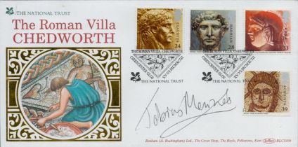 Tobias Menzies signed FDC Benham. The Roman Villa Chedworth. Four Stamps plus Double postmarks XV: