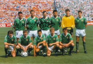 Autographed IRELAND 12 x 8 photo : Col, depicting Ireland players posing for a team photo prior to a