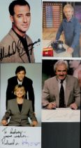 Collection of TV Presenters 4 x Colour Photos signatures include Des Lynam. Noel Edmonds. Michael