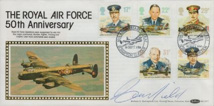 A.E.Banfield signed Pilot Sqn Ldr. FDC Benham. The Royal Air Force 50th Anniversary. Five Stamps