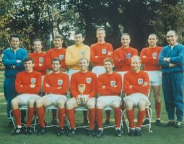 George Cohen signed 10x8 inch England 1966 world cup team photo. Good condition. All autographs