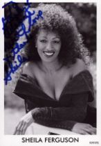 Sheila Ferguson signed 6x4 inch black and white promo photo dedicated. Good condition. All