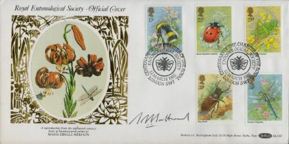 Maria Sibylle Meriaen signed FDC Benham. Royal Entomological Society - Official Cover. Five Stamps
