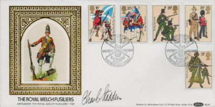 Chas C. Stadden signed FDC Benham. The Royal Welch Fusiliers. Five Stamps plus Double postmarks 6