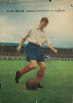 Tom Finney signed 11x8 inch colour magazine illustration page pictured in action for England. Good