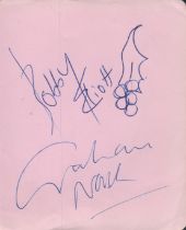 Graham Nash and Bobby Elliott signed album page. Good condition. All autographs are genuine hand