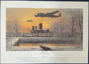 WWII F/O George Dunn DFC signed We Salute You A Tribute to Bomber Command by the artist Philip E.