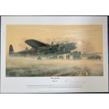 WWII F/O George Dunn DFC signed Misty Morning 20x14 inch print by the artist Philip E. West. =Good