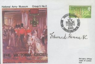 WW2. Edward Kenna VC Signed COPY of National Army Museum FDC. Signed in black biro. =Good condition.