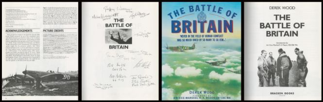 WW2 11 RAF Veterans Signed Derek Wood Hardback Book Titled The Battle of Britain. Signed on Title