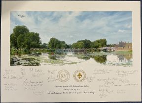 WWII Multi-Signed colour Print Titled Honouring The Crew of the Godmanchester Stirling - Saturday