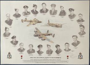 WWII Colour Print By Graham Verity Titled WW2 RAF Bomber Command Aircrew Remembered. Signature of
