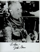 John Glenn signed 10x8inch black and white photo. Dedicated. =Good condition. All autographs come