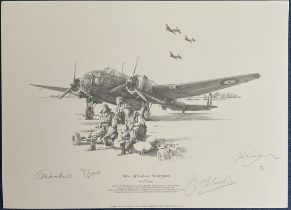 Nicolas Trudgian Black and White 17x12 inch multi signed Print Titled New Arrivals At Scampton.