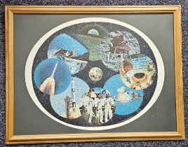 Space jigsaw completed and framed. Approx size 30x24inch. =Good condition. All autographs come