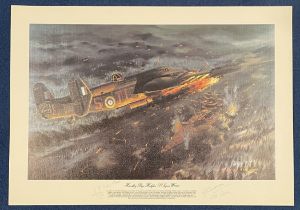 Multi Signed Chris Golds Colour Print Titled Handley Page Halifax S-Sugar W1048. Signed in Pencil by