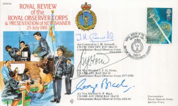 RAF. Air Commodore J.H. Greswell, AVM J.F.G. Howe and AVM George Black Signed Royal Review of the