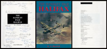 WWII Multi Signed Book The Handley Page Halifax by K A Merrick 1990 First Edition Hardback Book with