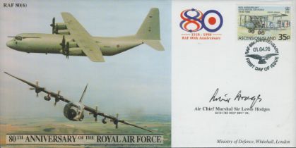 RAF. ACM Sir Lewis Hodges KCB CBE DSO DFC Signed 80th anniversary of the Royal Air Force FDC.