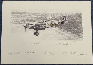 Robert Taylor Multi-Signed Limited Edition Print Titled On Finals into Kenley, Multi-Signed by the