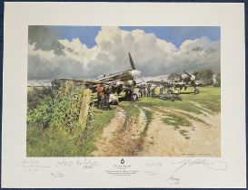 WWII Double Trouble 26x20 multi signed colour print signed in pencil by the artist Geoff Nutkins and