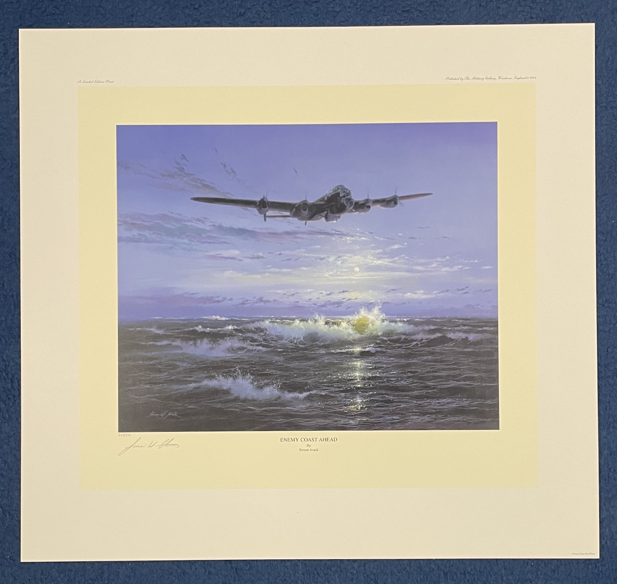 Aviation Artist Simon W Atack Signed on his own print titled Enemy Coast Ahead. Signed in pencil.
