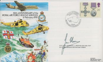 RAF. AVM J. Morris CBE Signed 50th Anniversary of the RAF Rescue Services FDC. British Stamp with