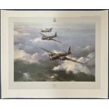 WWII Wg Cdr Bill Townsend Signed Wellington Colour Print by Robert Taylor. Signed in pencil. Print