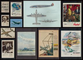 Vintage Airlines Advertising Collection of 32 Includes Lockheed, Iberia, Air France, Capital,
