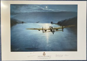 WWII Colour Print This Is Bloody Dangerous by G L Wright Multi Signed by Grant McDonald, Ken