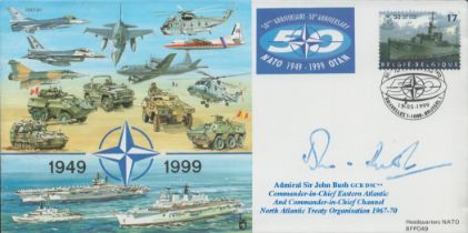 Admiral Sir John Bush GCB DSC Signed 50th Anniversary of NATO FDC. Belgian Stamp with 15-3-1999