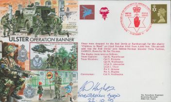 Private A Hughes Signed Ulster- Operation Banner FDC. British stamp with 12 oct 95 Postmark. =Good