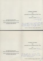WW2 RAF. Flt Lt Denis Parker Signed on Two Xmas Cards. =Good condition. All autographs come with a