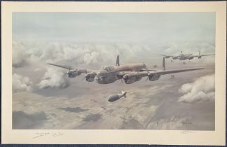 WWII Flt Sgt Douglas Webb and Bill Townsend Signed Maurice Gardner Colour Print Titled The Grand