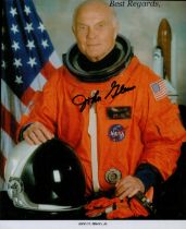 John Glenn signed 10x8inch colour official NASA spacesuit photo. =Good condition. All autographs