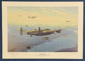 Tallboy Raid multi signed Colour Print by Aviation Artist Keith Aspinall. Signed in pencil by