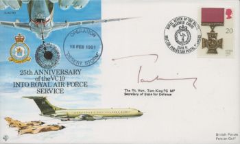 The Rt Hon Tom King MP Signed 25th Anniversary of the VC10 Into RAF Service FDC. British stamp