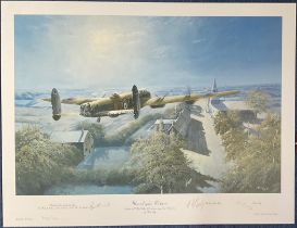 WWII Multi Signed Trevor Lay Colour Print Titled Moonlight Return 310 of 500 Signed by The Artist,