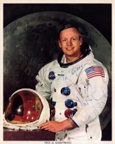 Neil Armstrong signed original NASA 10x8 inch colour photo pictured in Space suit dedicated.