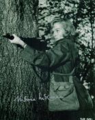 Virginia McKenna signed 10x8 inch black and white photo pictured from the film Carve Her Name with