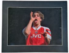 Paul Merson signed colour Arsenal photo. Mounted to approx size 20x16inch. Good condition. All
