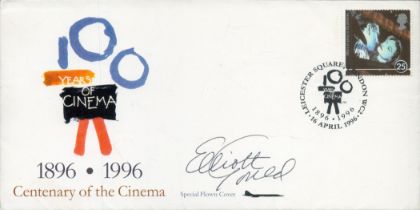 Elliott Gould signed 1996 100 years of Cinema single stamp FDC flown by Concorde number 11 of 30